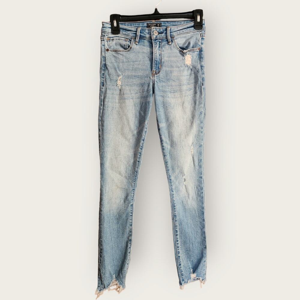 Abercrombie & Fitch Mid-rise Super Skinny Ankle Jeans Frayed Hems Women's Size 2